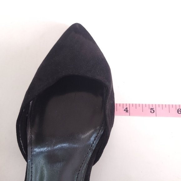 Express Womens Faux Suede Pump Pointed Toe Buckle Strap Slim Heel Black 9 - Picture 7 of 10